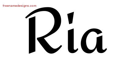 Ria Calligraphic Stylish Name Tattoo Designs