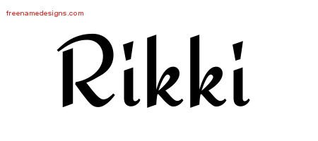 Rikki Calligraphic Stylish Name Tattoo Designs