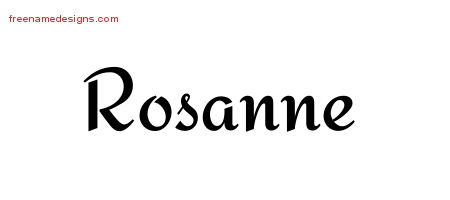 Rosanne Calligraphic Stylish Name Tattoo Designs