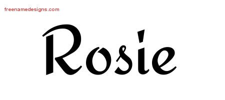 Rosie Calligraphic Stylish Name Tattoo Designs