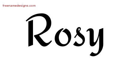 Rosy Calligraphic Stylish Name Tattoo Designs