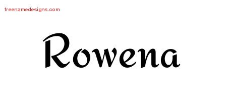 Rowena Calligraphic Stylish Name Tattoo Designs