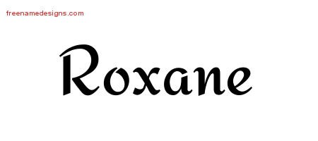 Roxane Calligraphic Stylish Name Tattoo Designs