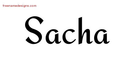 Sacha Calligraphic Stylish Name Tattoo Designs