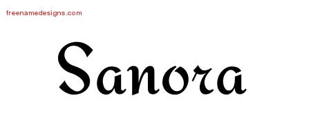 Sanora Calligraphic Stylish Name Tattoo Designs