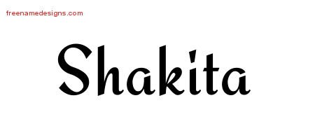 Shakita Calligraphic Stylish Name Tattoo Designs