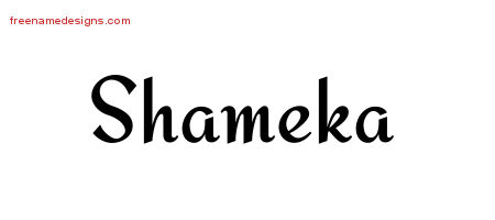 Shameka Calligraphic Stylish Name Tattoo Designs