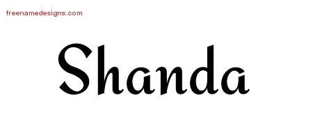 Shanda Calligraphic Stylish Name Tattoo Designs