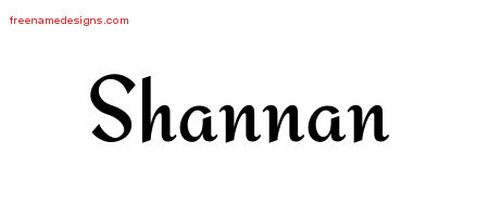 Shannan Calligraphic Stylish Name Tattoo Designs