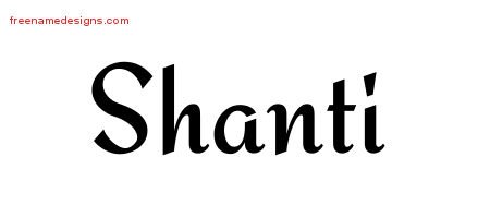Shanti Calligraphic Stylish Name Tattoo Designs