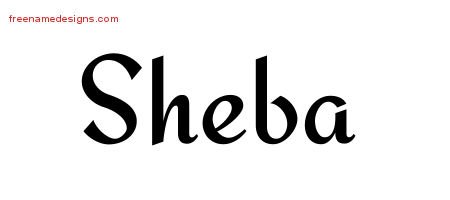 Sheba Calligraphic Stylish Name Tattoo Designs