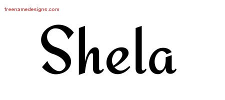 Shela Calligraphic Stylish Name Tattoo Designs