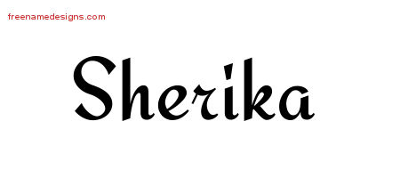 Sherika Calligraphic Stylish Name Tattoo Designs
