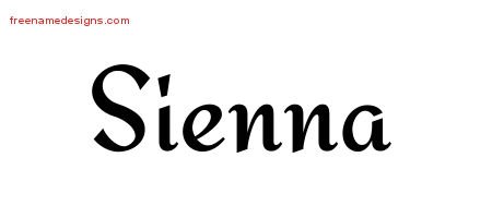 Sienna Calligraphic Stylish Name Tattoo Designs