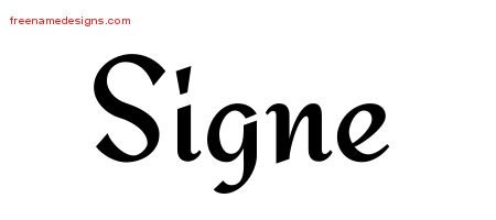Signe Calligraphic Stylish Name Tattoo Designs