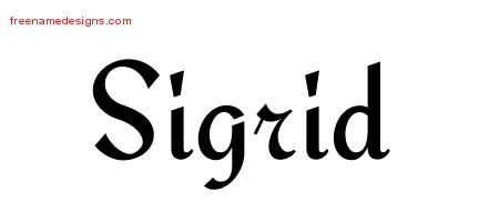 Sigrid Calligraphic Stylish Name Tattoo Designs