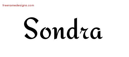 Sondra Calligraphic Stylish Name Tattoo Designs