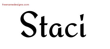 Staci Calligraphic Stylish Name Tattoo Designs
