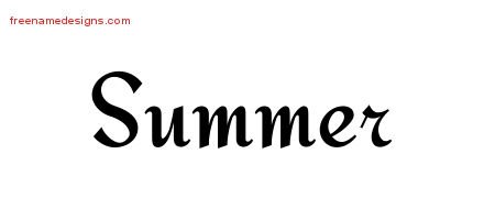 Summer Calligraphic Stylish Name Tattoo Designs