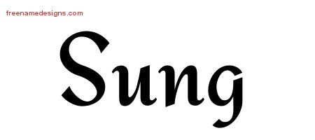 Sung Calligraphic Stylish Name Tattoo Designs