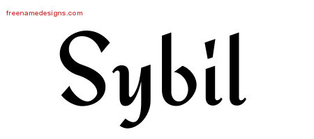 Sybil Calligraphic Stylish Name Tattoo Designs