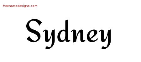 Sydney Calligraphic Stylish Name Tattoo Designs