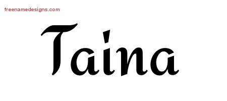 Taina Calligraphic Stylish Name Tattoo Designs
