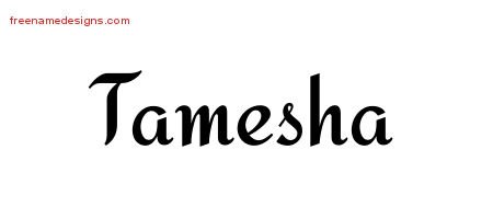 Tamesha Calligraphic Stylish Name Tattoo Designs