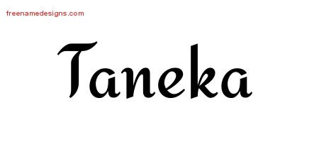 Taneka Calligraphic Stylish Name Tattoo Designs