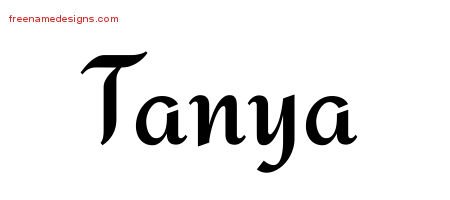 Tanya Calligraphic Stylish Name Tattoo Designs