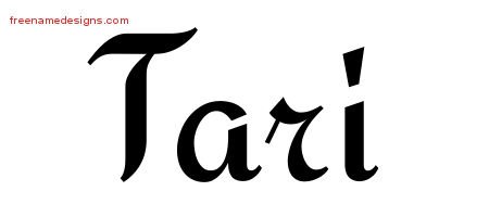 Tari Calligraphic Stylish Name Tattoo Designs