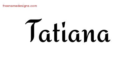 Tatiana Calligraphic Stylish Name Tattoo Designs