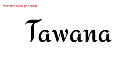 Tawana Calligraphic Stylish Name Tattoo Designs