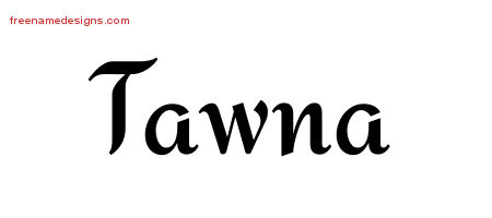 Tawna Calligraphic Stylish Name Tattoo Designs