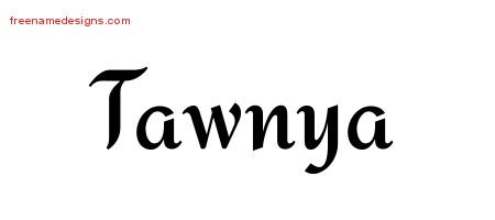 Tawnya Calligraphic Stylish Name Tattoo Designs