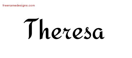 Theresa Calligraphic Stylish Name Tattoo Designs