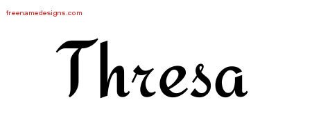 Thresa Calligraphic Stylish Name Tattoo Designs