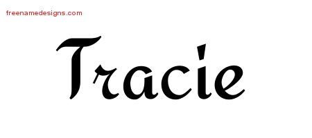 Tracie Calligraphic Stylish Name Tattoo Designs