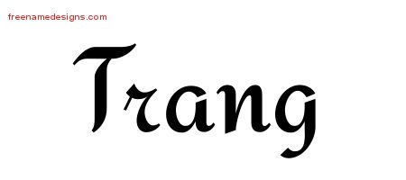 Trang Calligraphic Stylish Name Tattoo Designs