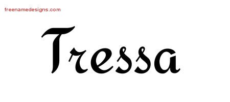 Tressa Calligraphic Stylish Name Tattoo Designs