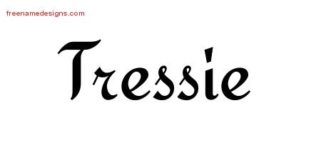 Tressie Calligraphic Stylish Name Tattoo Designs