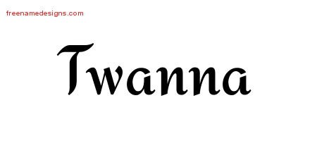 Twanna Calligraphic Stylish Name Tattoo Designs