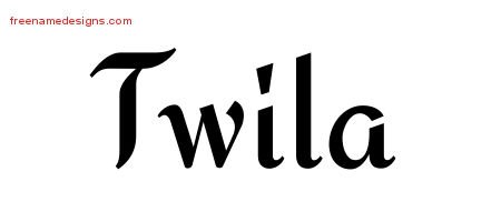 Twila Calligraphic Stylish Name Tattoo Designs