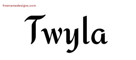 Twyla Calligraphic Stylish Name Tattoo Designs