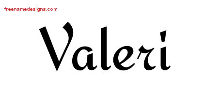 Valeri Calligraphic Stylish Name Tattoo Designs