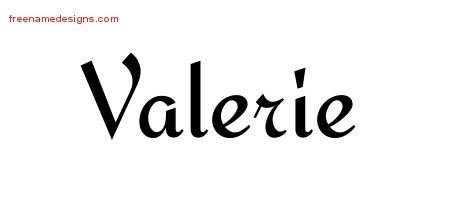 Valerie Calligraphic Stylish Name Tattoo Designs