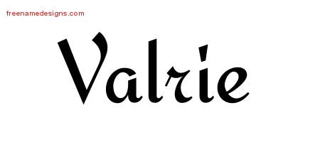 Valrie Calligraphic Stylish Name Tattoo Designs
