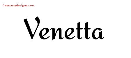 Venetta Calligraphic Stylish Name Tattoo Designs