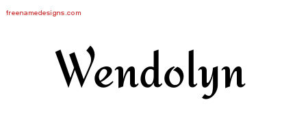 Wendolyn Calligraphic Stylish Name Tattoo Designs
