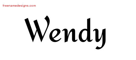 Wendy Calligraphic Stylish Name Tattoo Designs